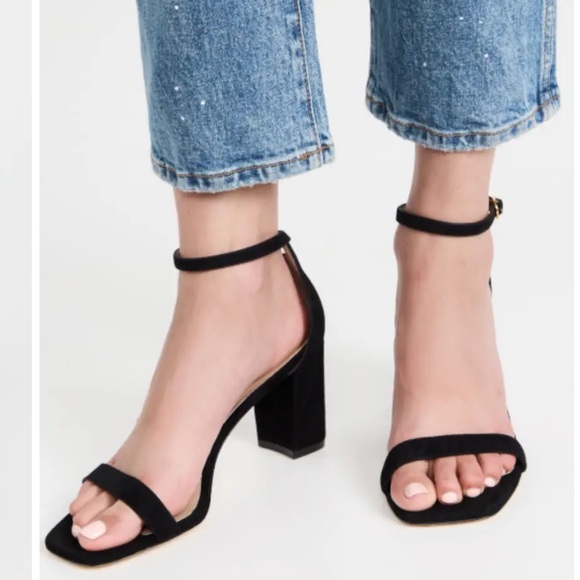 Stuart Weitzman Nearlynude Ankle strap suede leather sandals size 8B - Picture 2 of 16